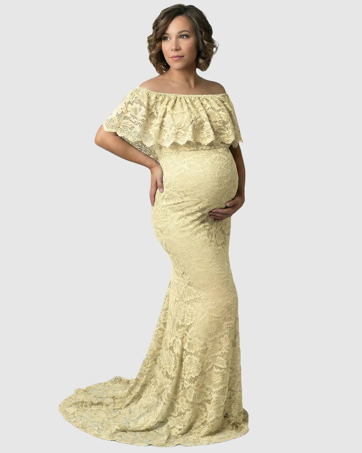 Lace Fitted Mermaid Maternity Gown