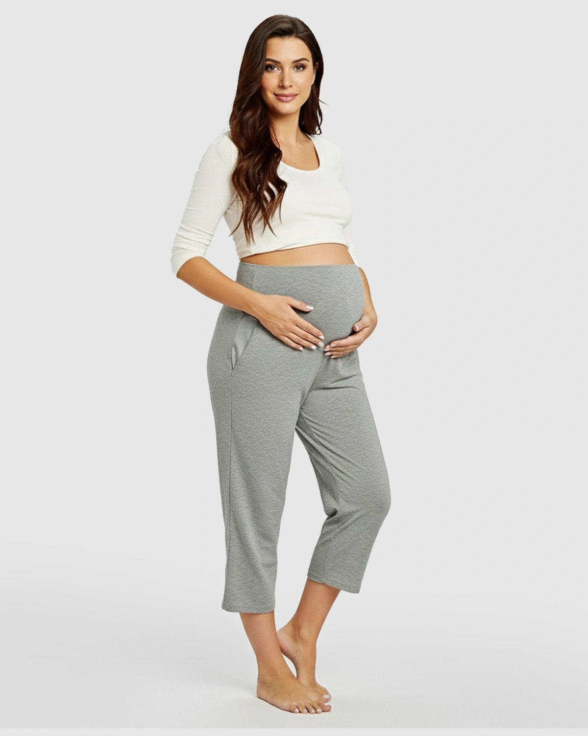 High-Waisted Maternity Capri Pants