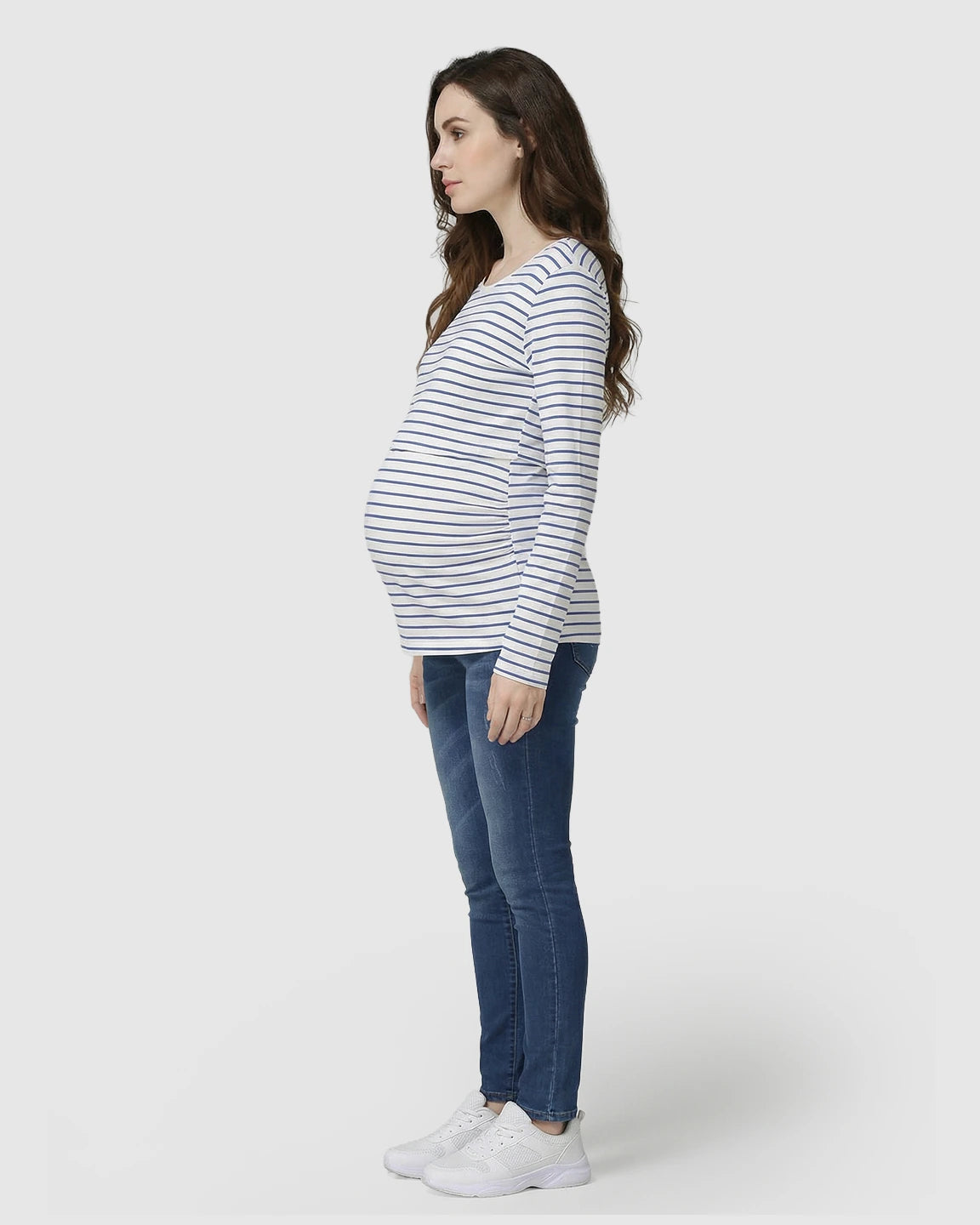 Long-Sleeve Striped Pull-up Maternity & Nursery Top