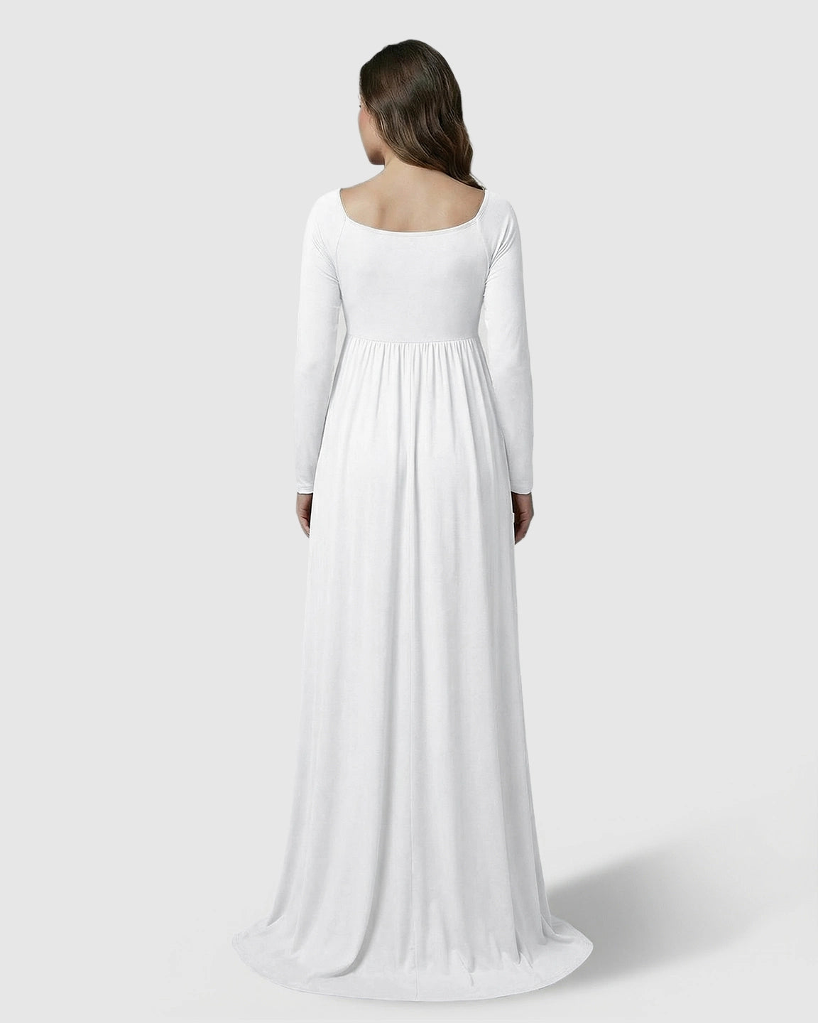 Long-Sleeve Full Train Maternity Maxi Dress