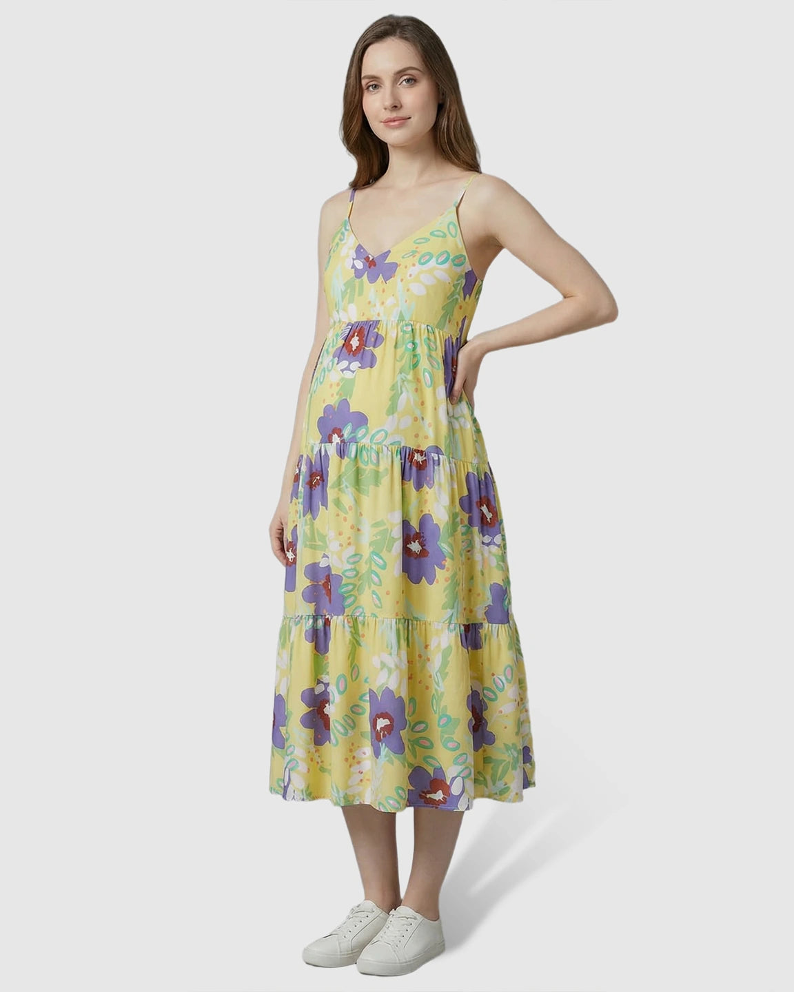 Sleeveless Floral Print Maternity Nightdress