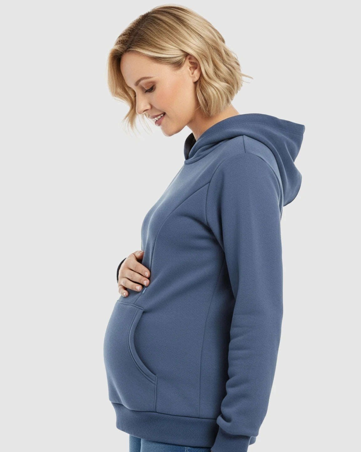 Long-sleeve Kangaroo Pocket Maternity Hoodie
