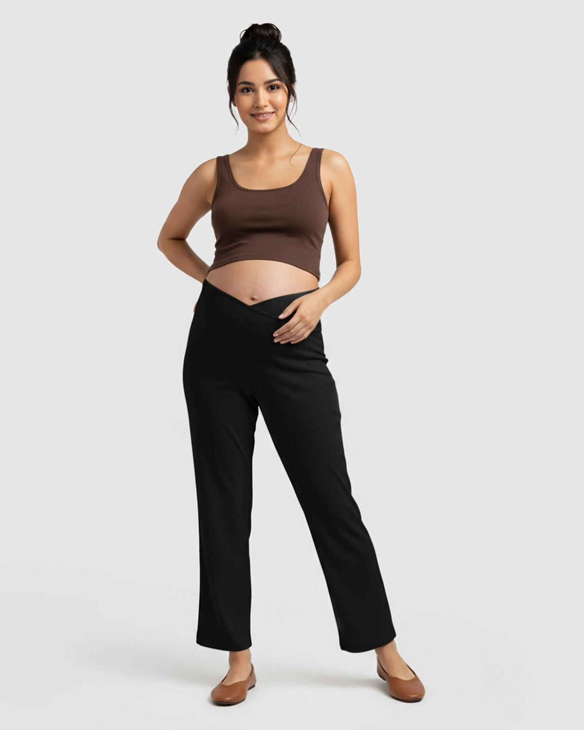 High-Waisted Wide-Leg Tailored Maternity Pants