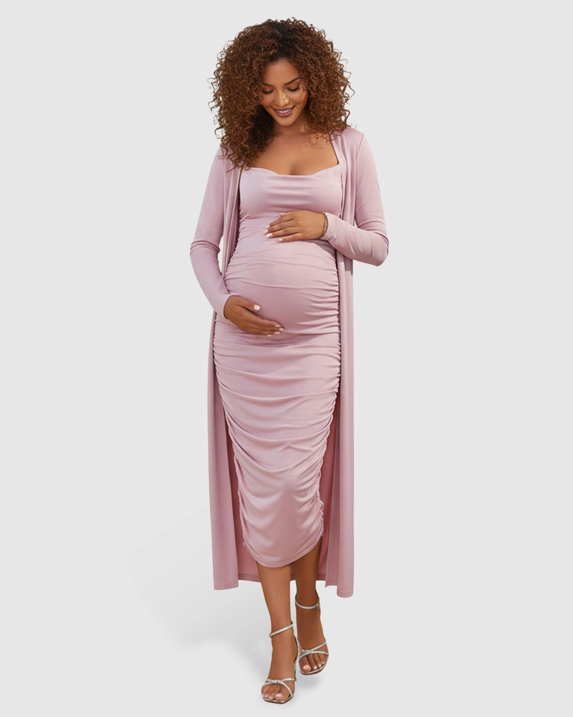 Side Ruched Slip Two Piece Maternity Set