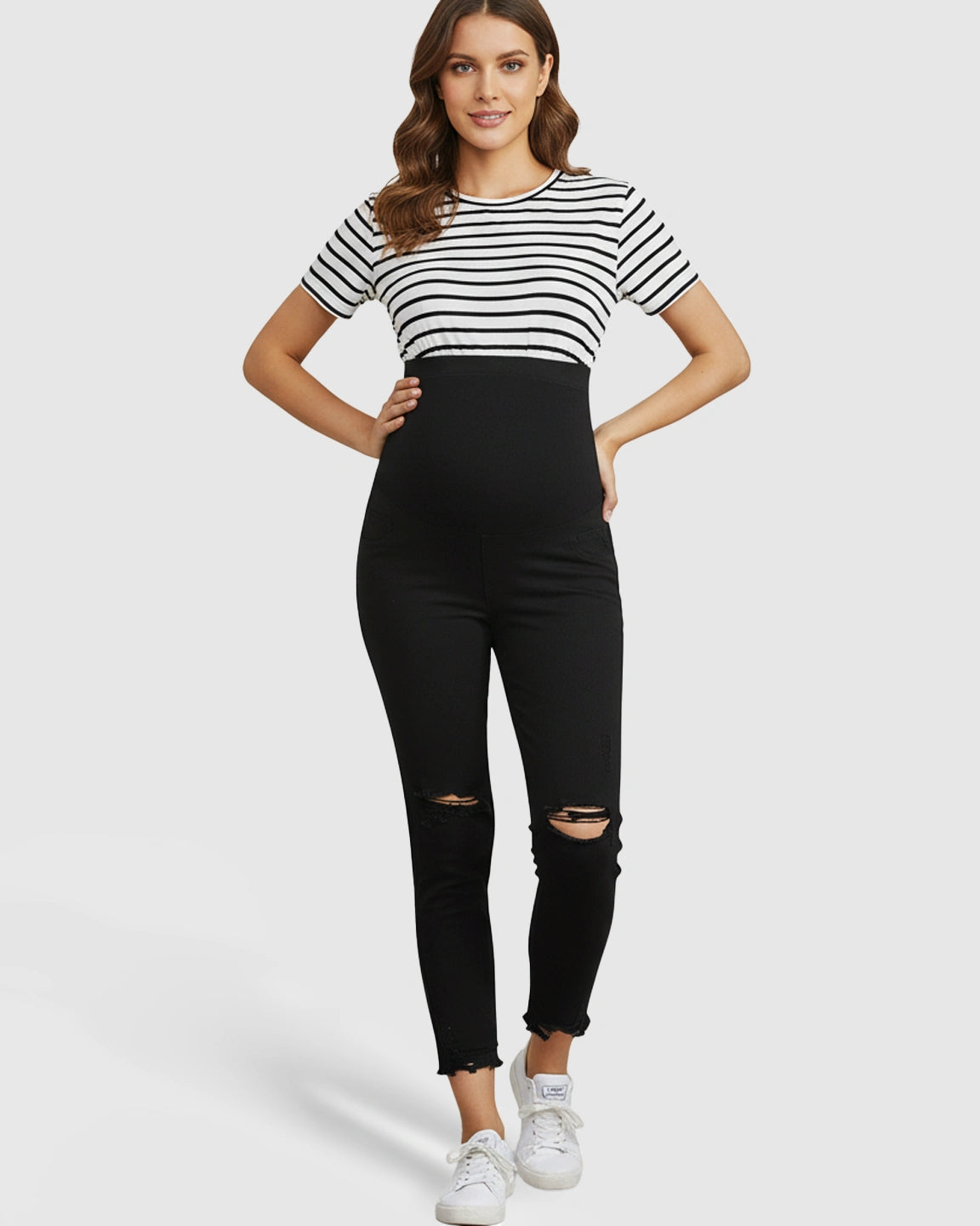 Ripped with Support-Panel Maternity Skinny Jeans