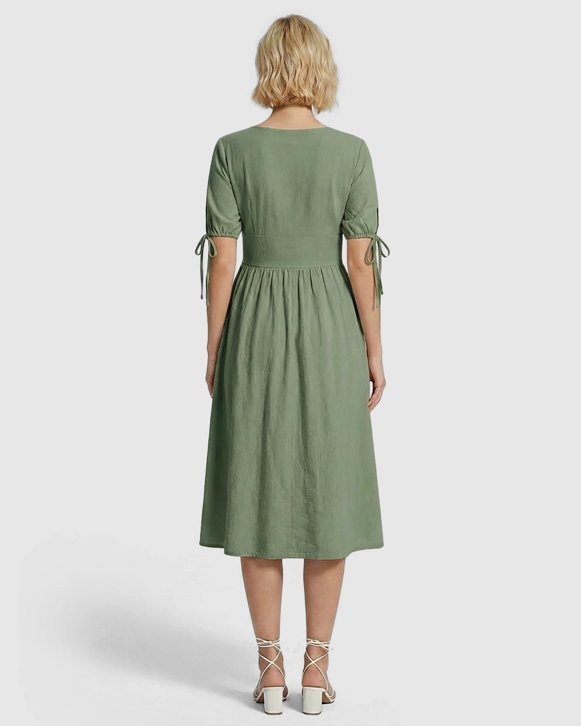 Tie Sleeve A-Line Maternity Midi Dress