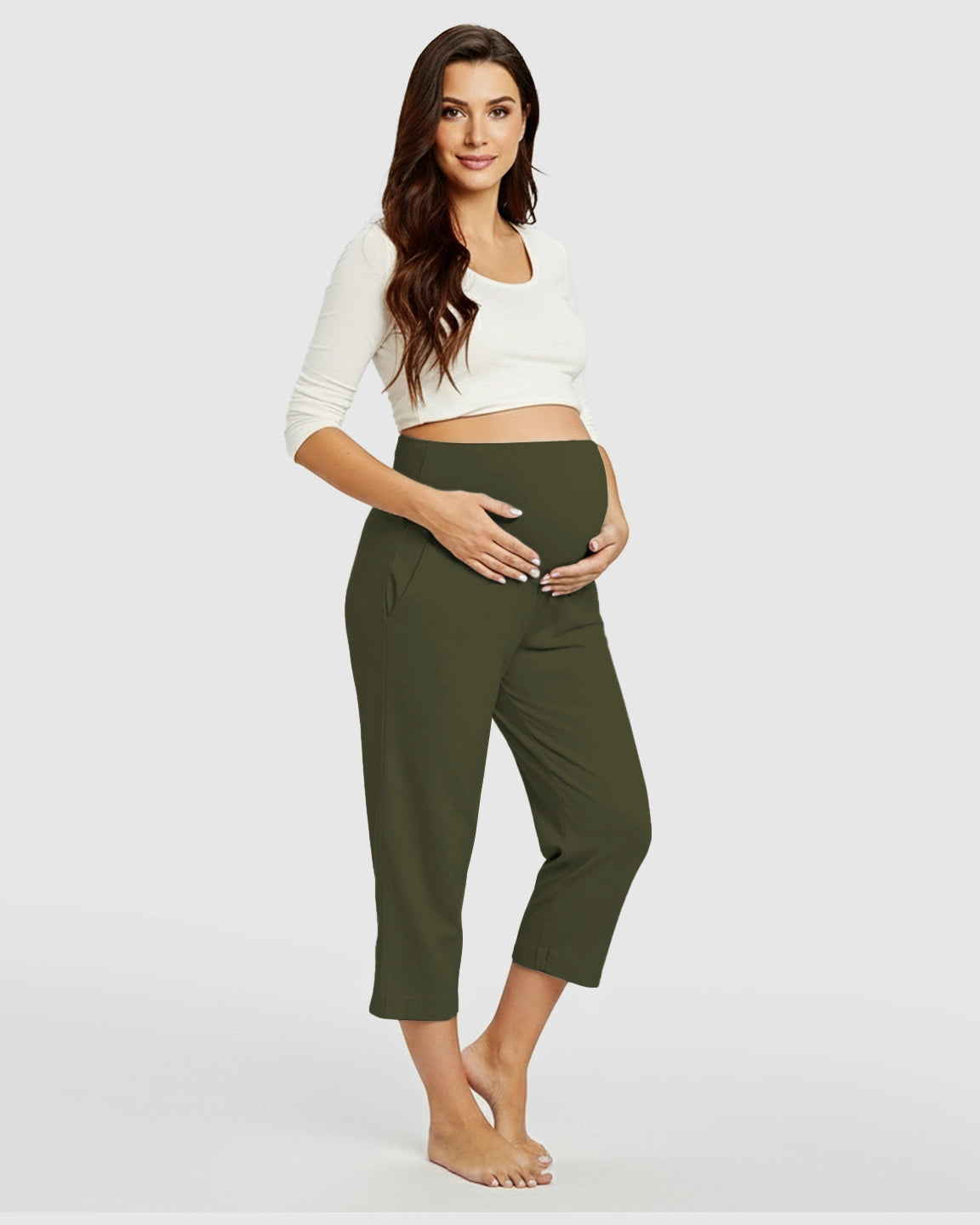 High-Waisted Maternity Capri Pants