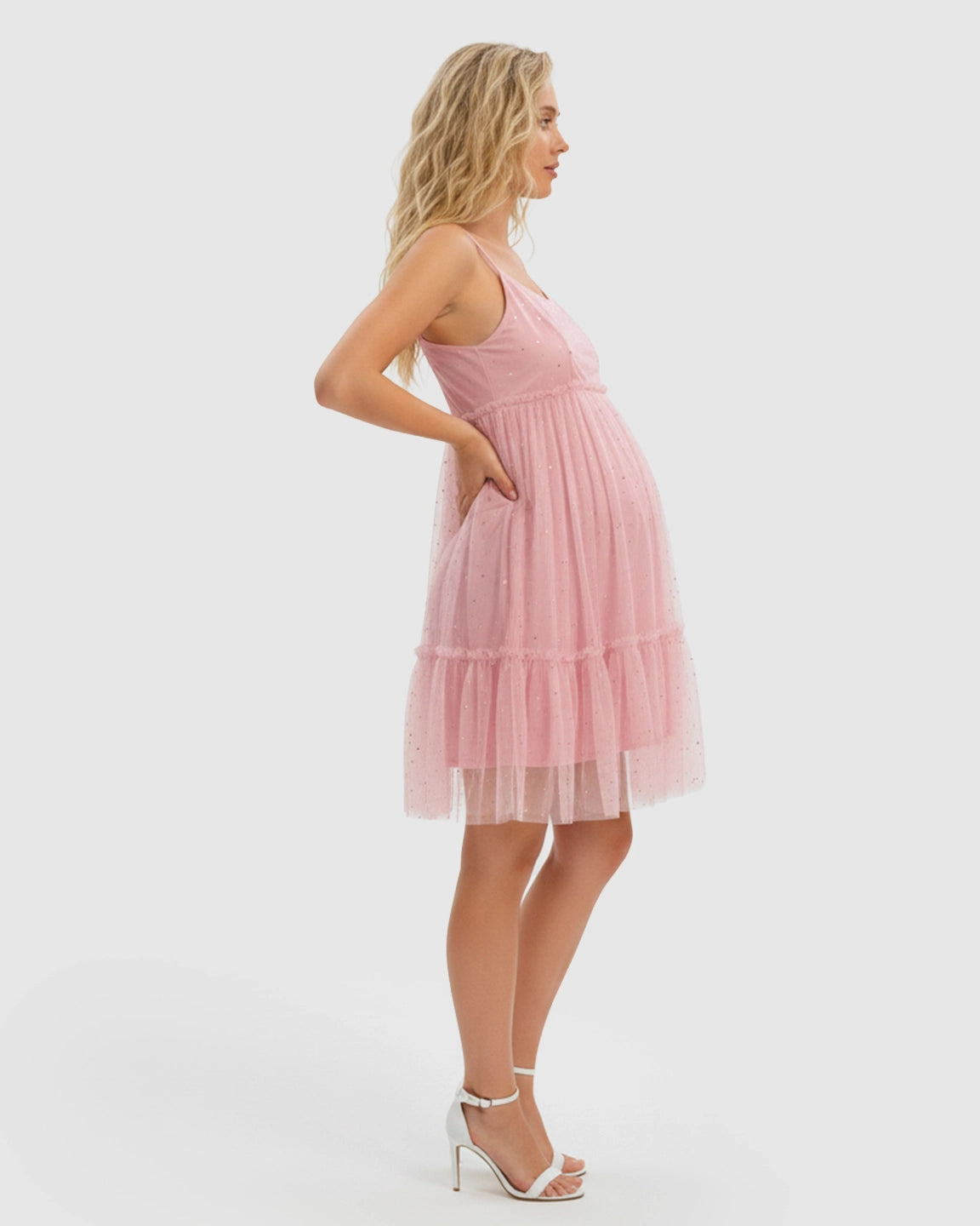 Spaghetti Strap Tulle Cake Skirt Maternity Dress