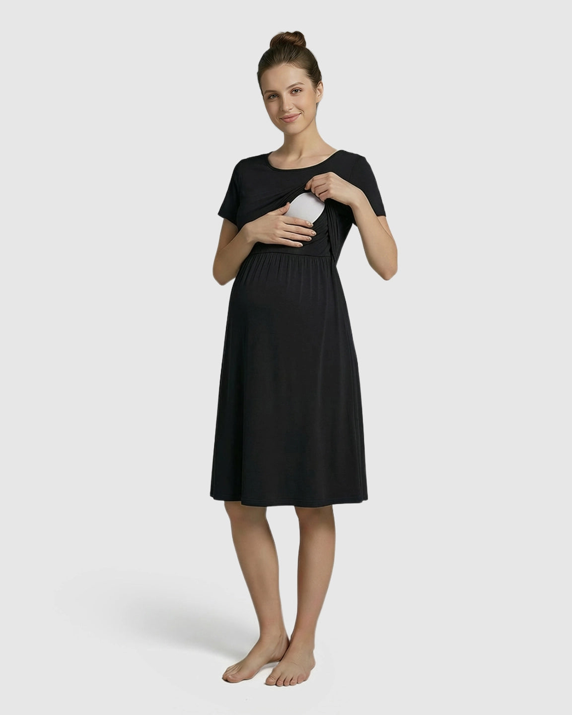 Double-Layer Nursing Front Relaxed Maternity Dress