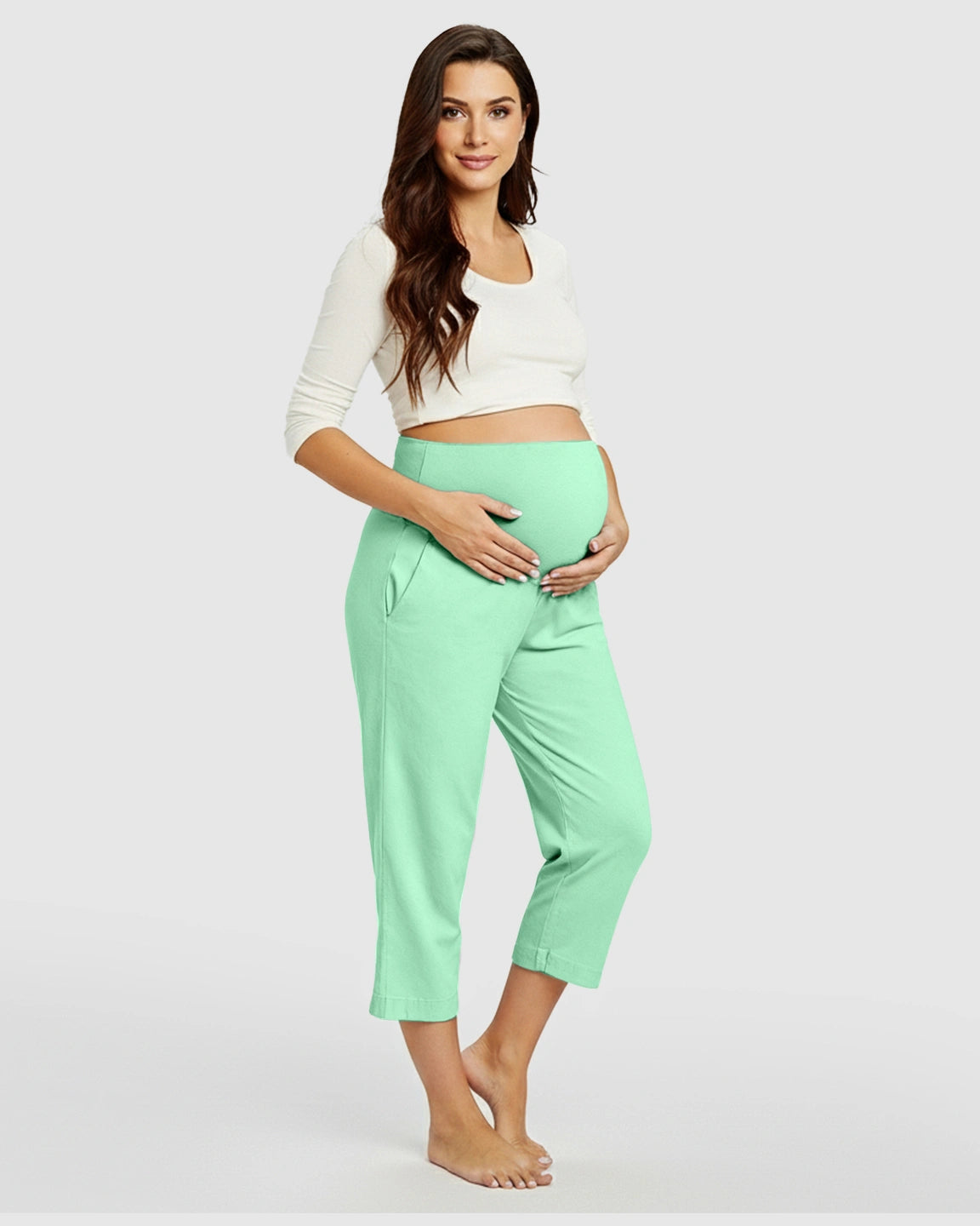 High-Waisted Maternity Capri Pants