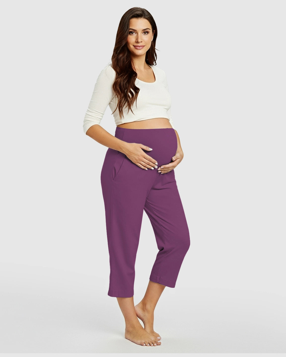 High-Waisted Maternity Capri Pants
