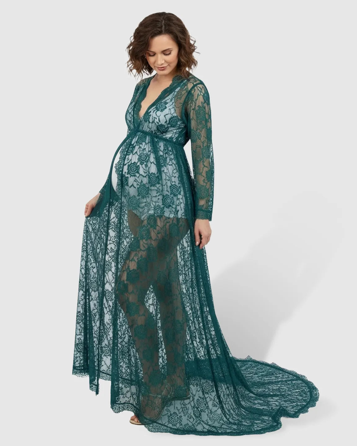 Floral Lace Romantic Maternity Photoshoot Maxi Dress