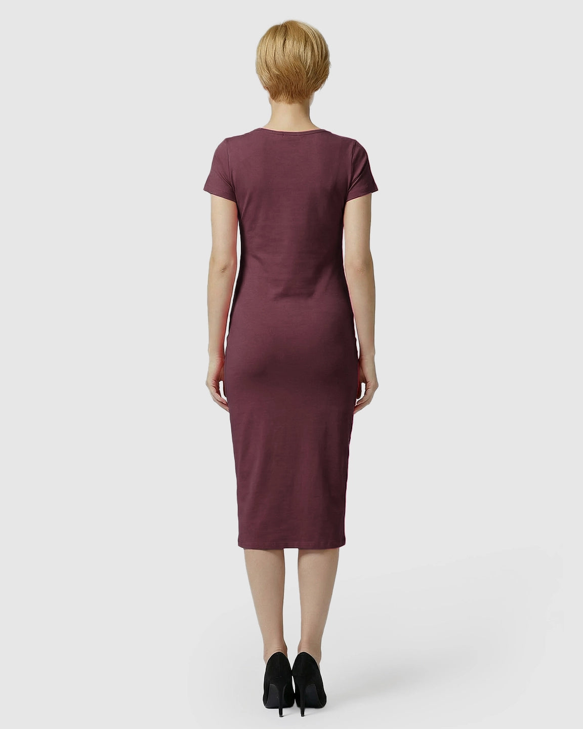 Lift-Up Nursing Access Pencil Skirt Maternity Midi Dress