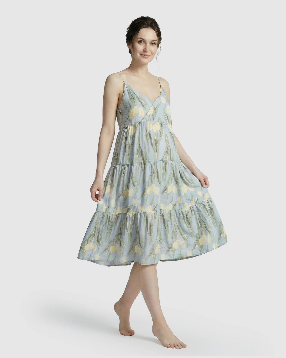 Green Floral Print Maternity Nightdress