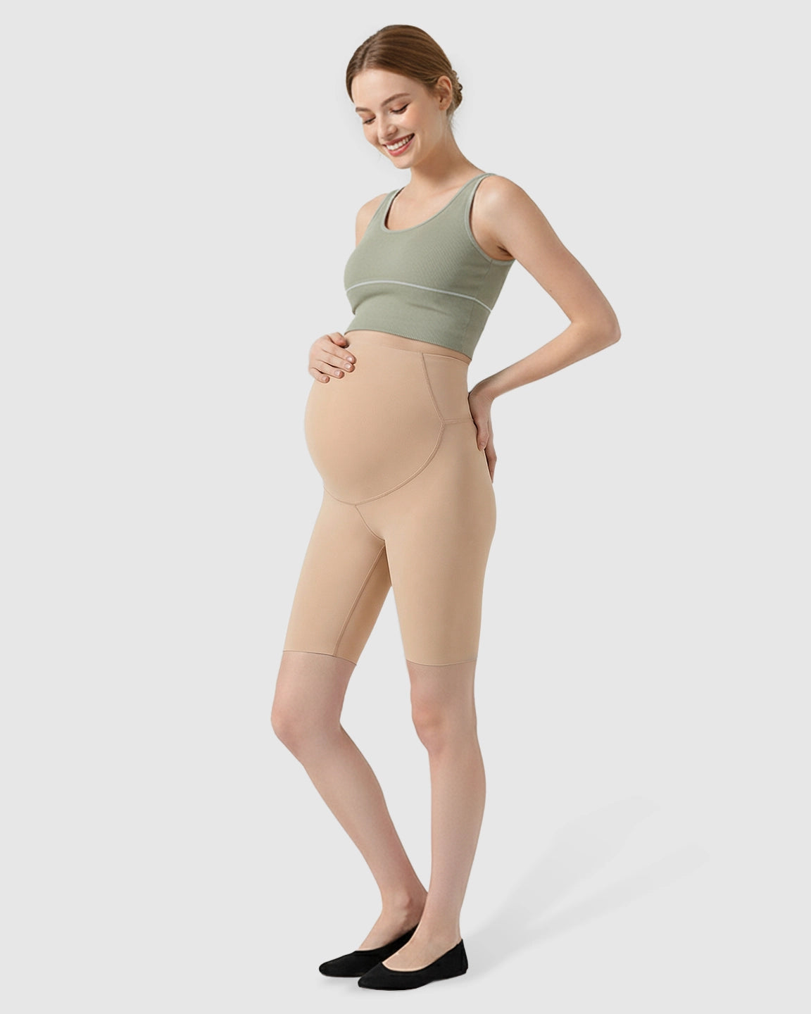 Over-Belly Seamless Design Maternity Shorts