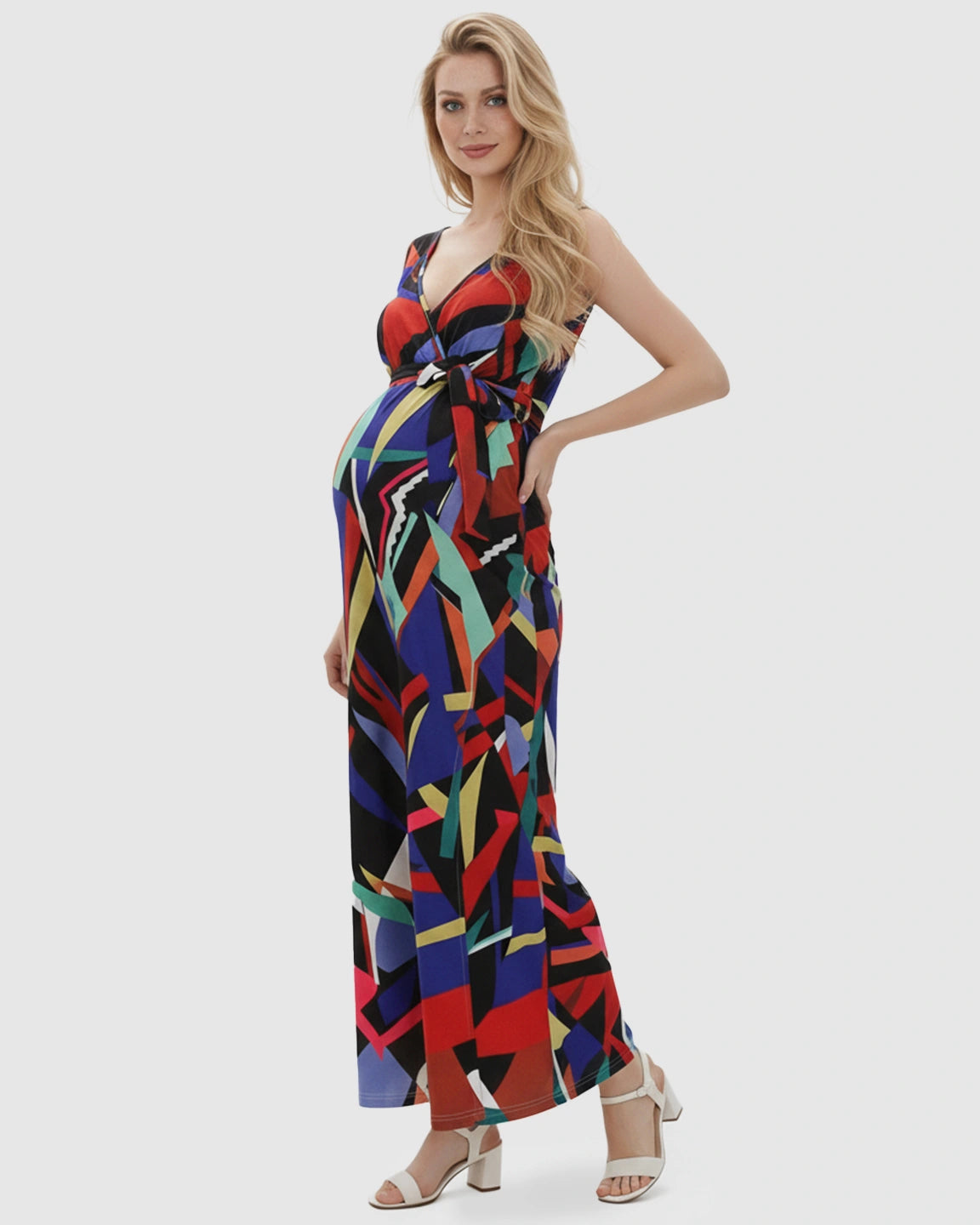 Tie Detail Casual Maternity Maxi Dress