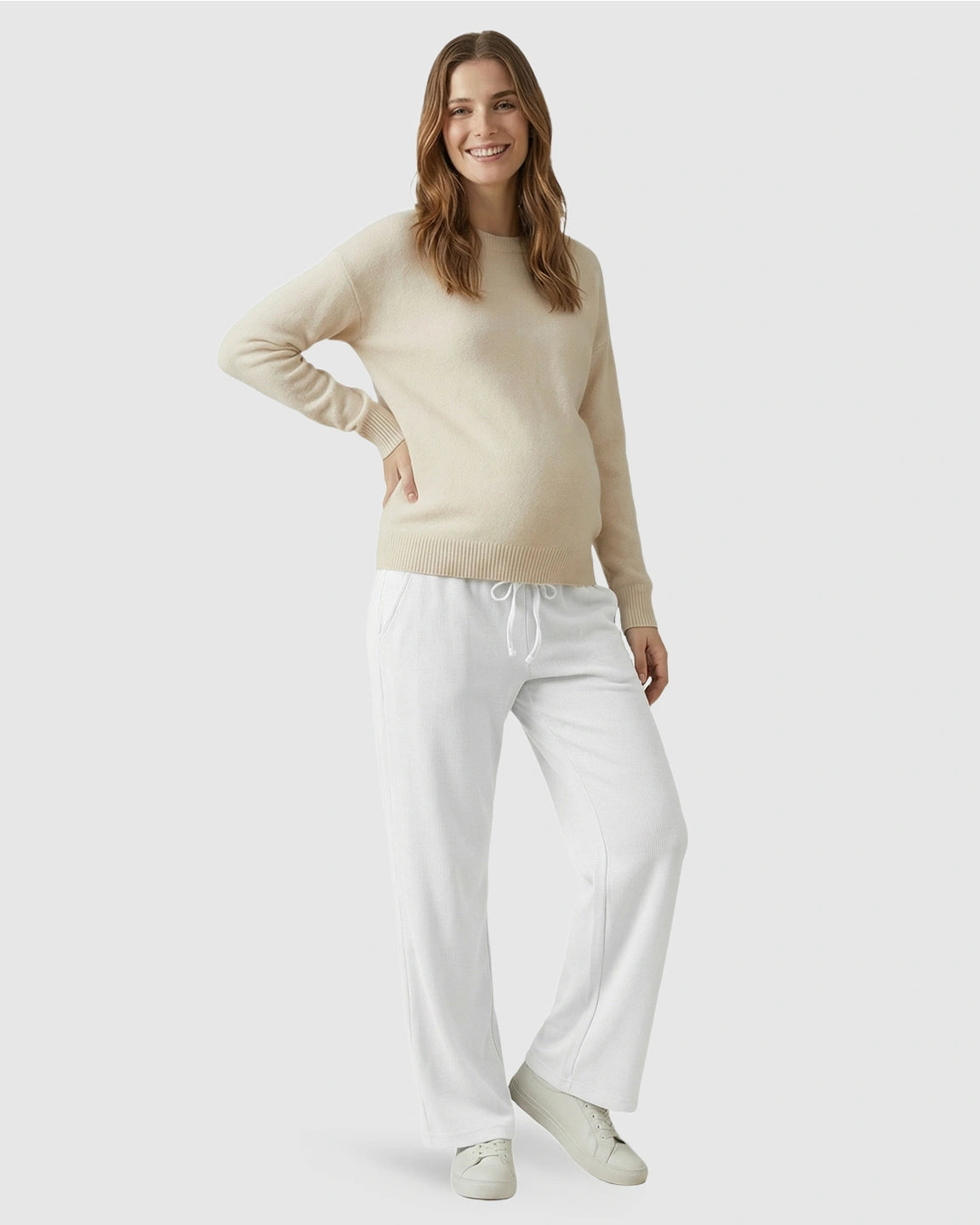 Waffle Knit Wide-Leg Maternity Pants