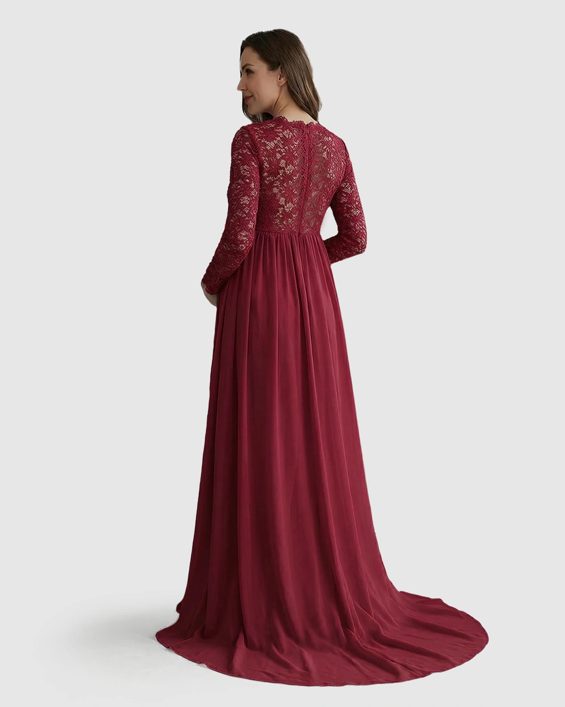 Lace Bodice Trailing Skirt Maternity Photoshoot Gown