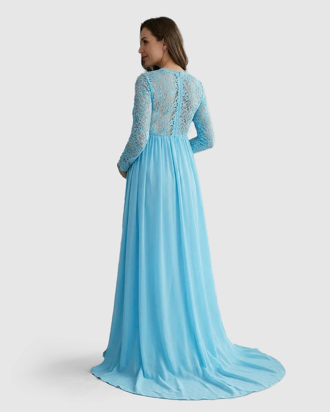 Lace Bodice Trailing Skirt Maternity Photoshoot Gown