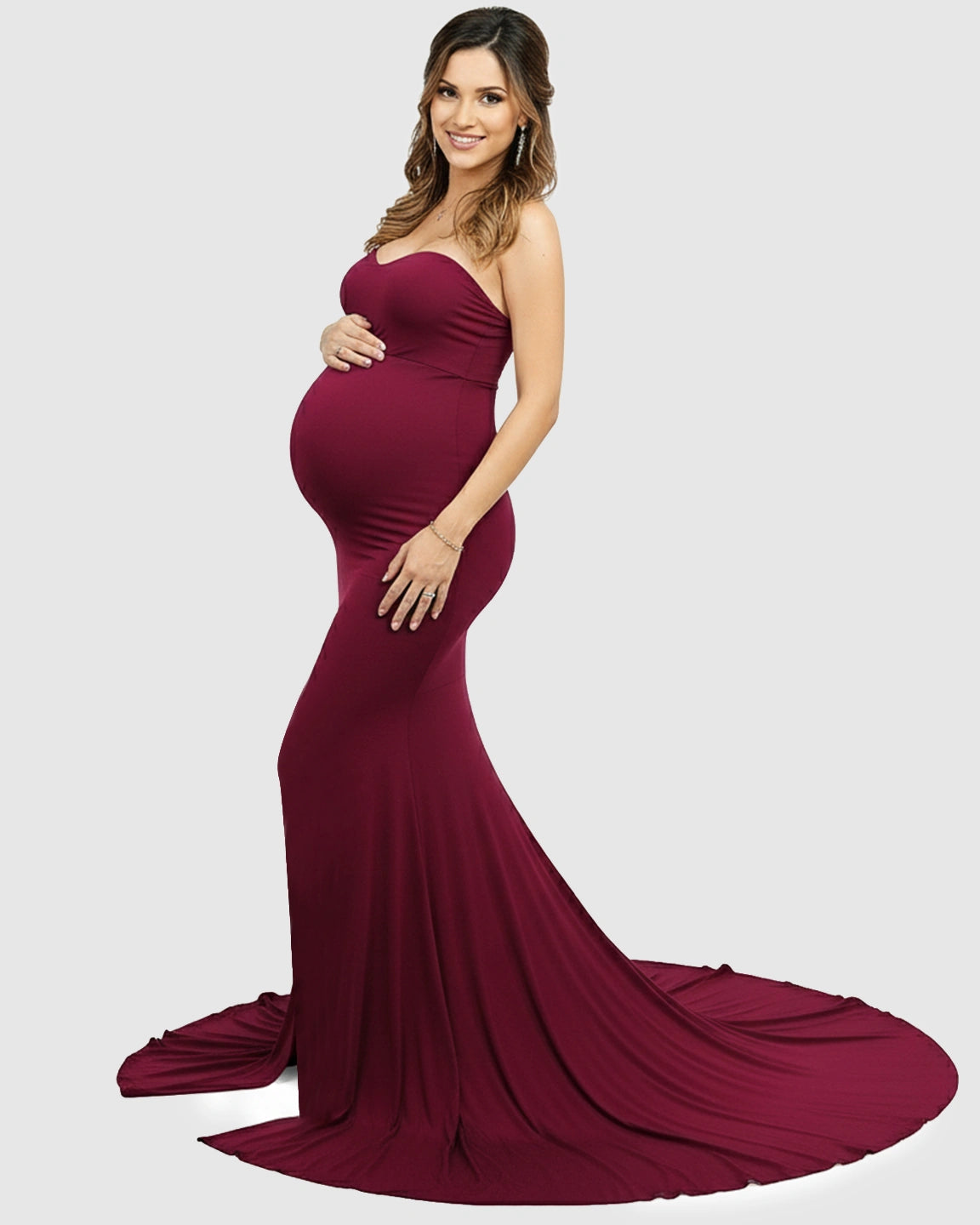 Strapless Sweetheart Neckline Trumpet Silhouette Maternity Gown