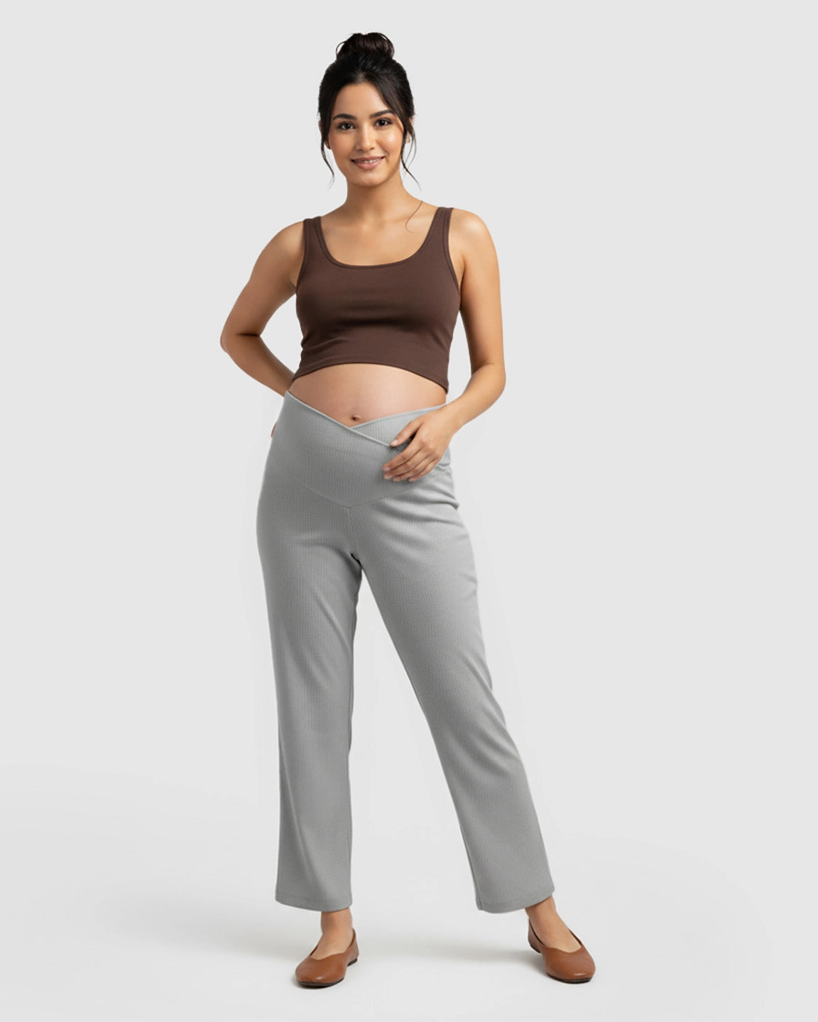 High-Waisted Wide-Leg Tailored Maternity Pants
