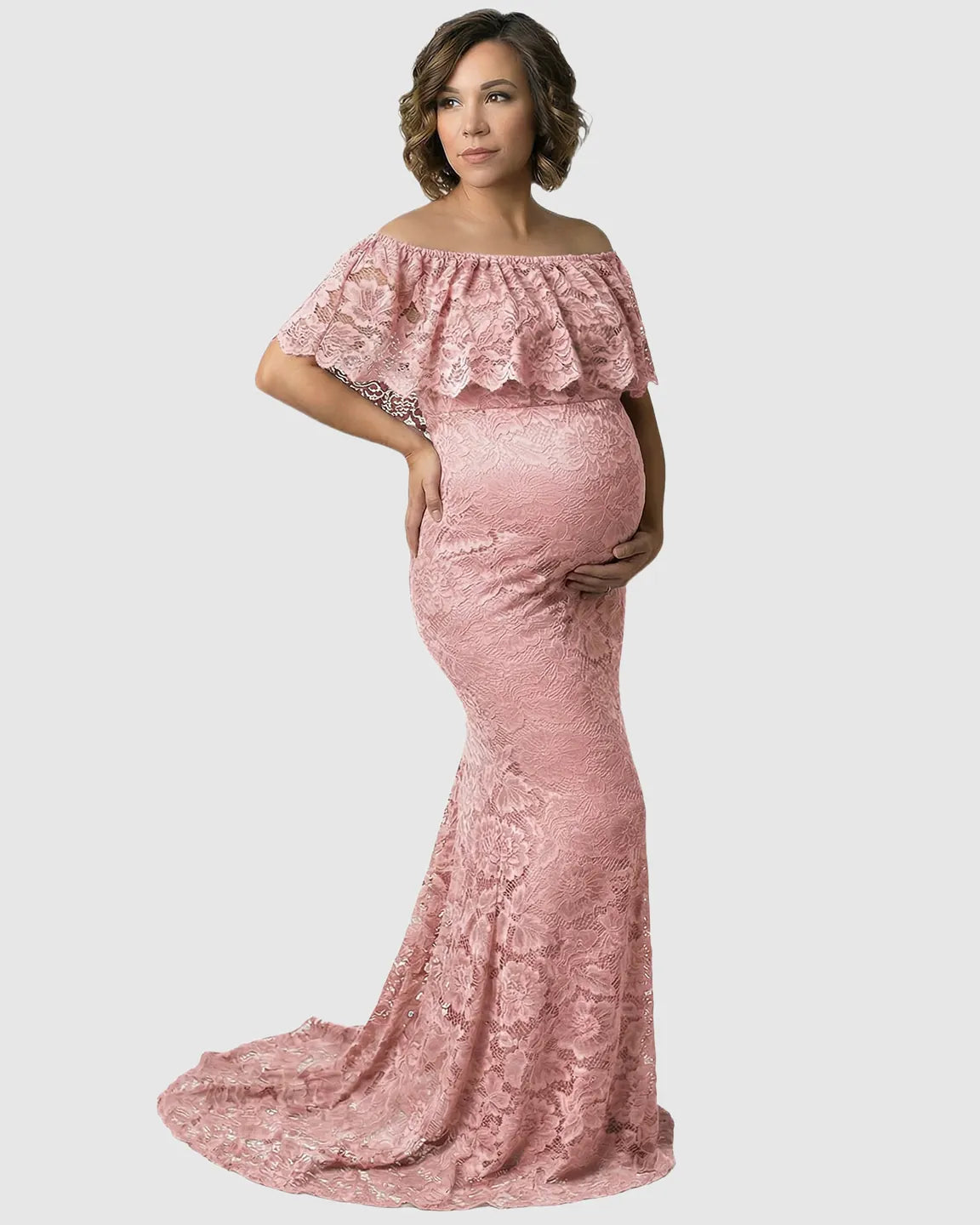 Lace Fitted Mermaid Maternity Gown