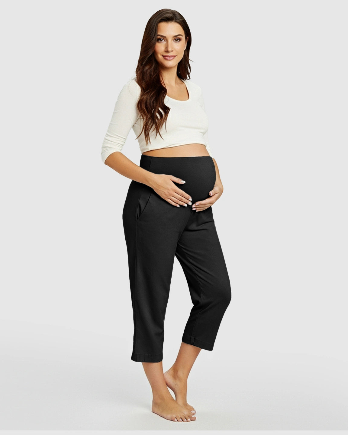 High-Waisted Maternity Capri Pants