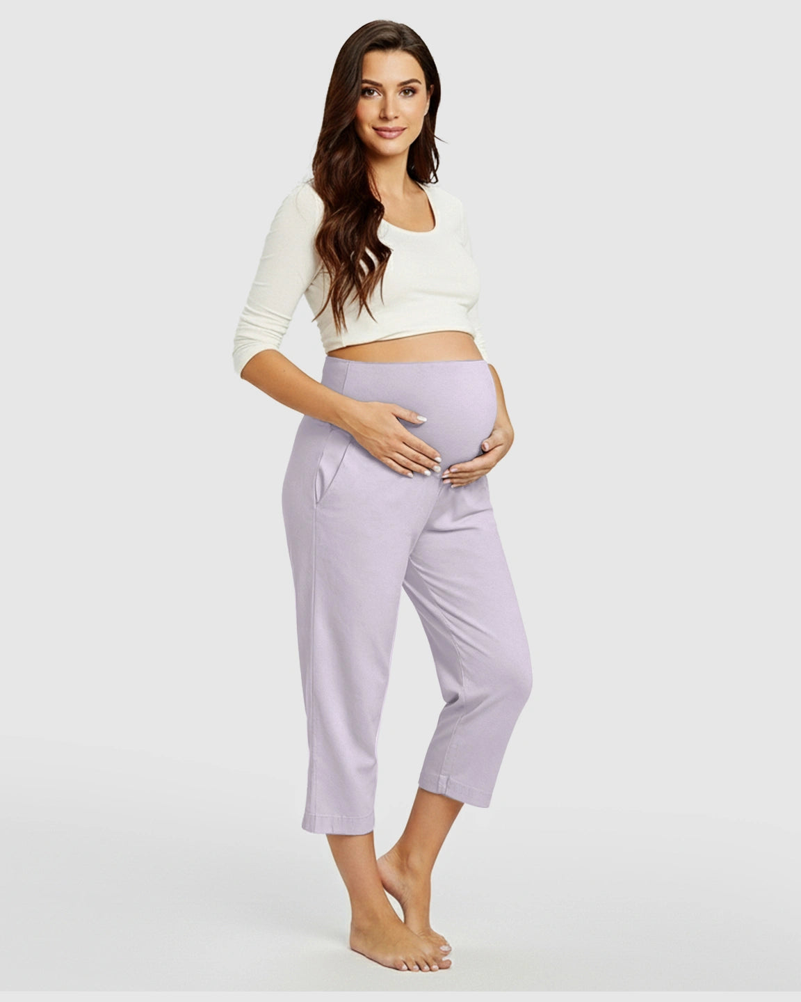 High-Waisted Maternity Capri Pants