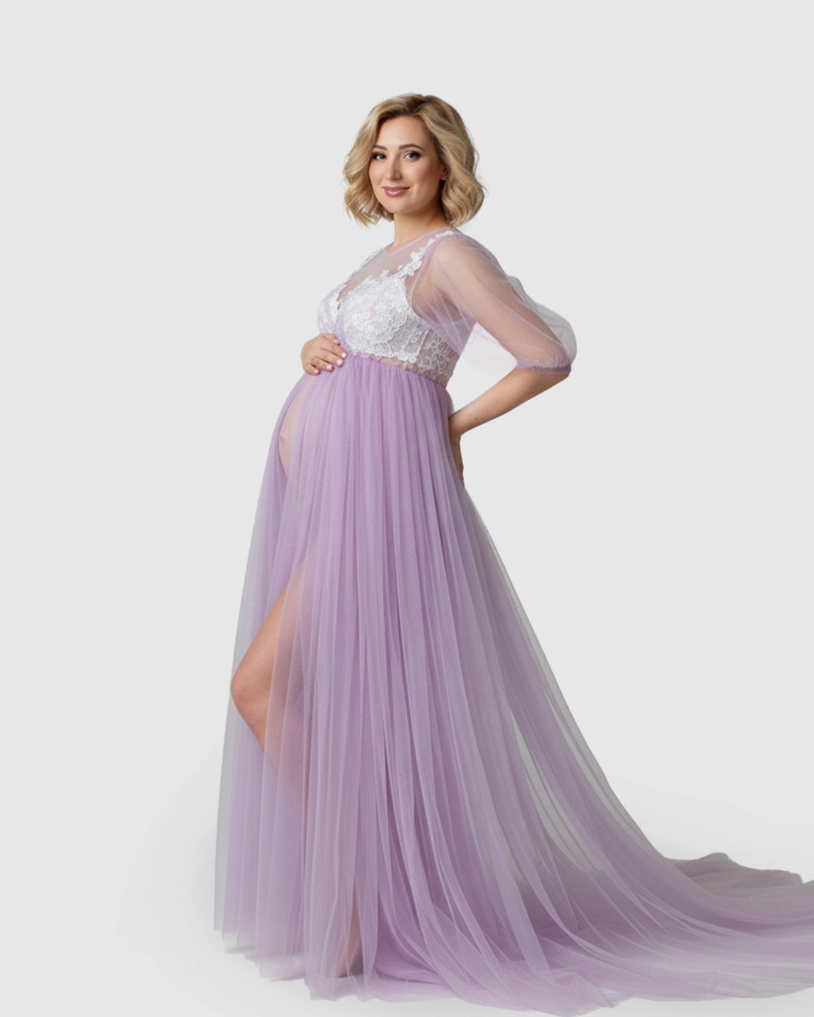 Tulle Lace Swing Trail Maternity Photoshoot Dress