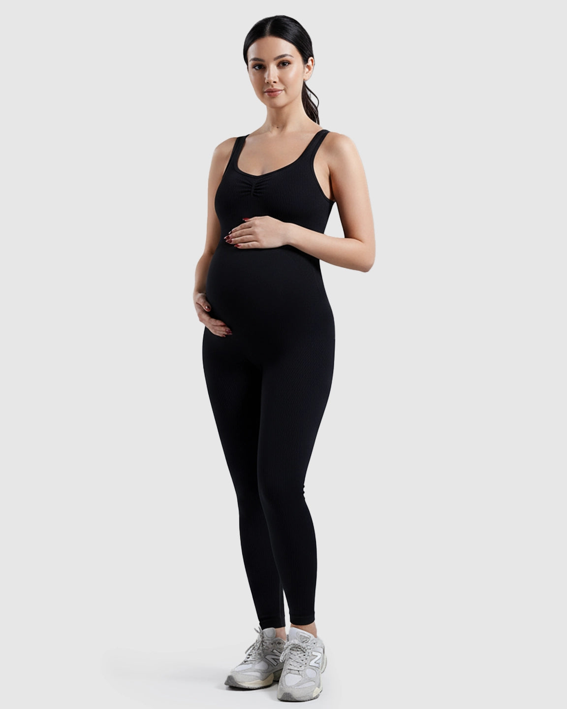 High-Waisted Stretch One-Piece Maternity Bodysuit