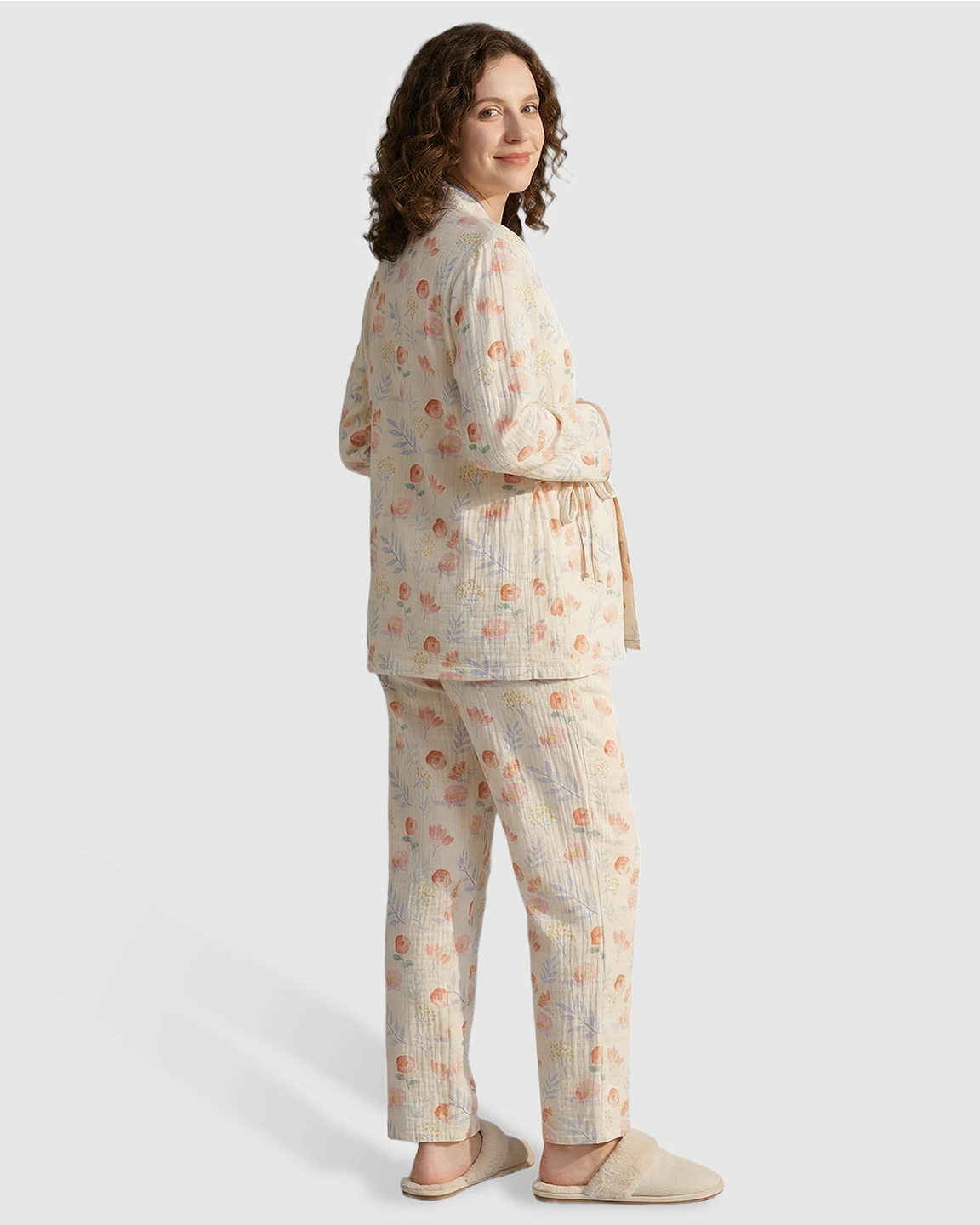 Kimono-Style Top Straight Leg Pant Maternity Pajama Set