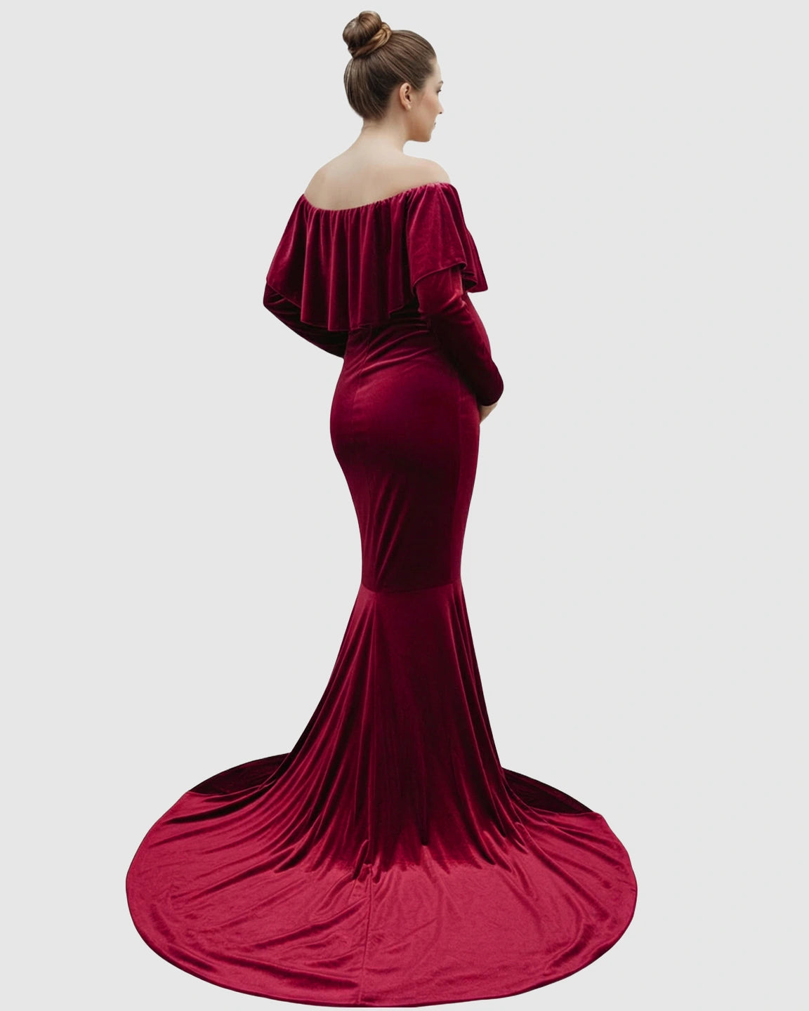 Off-Shoulder Fitted Maternity Photoshoot Dress