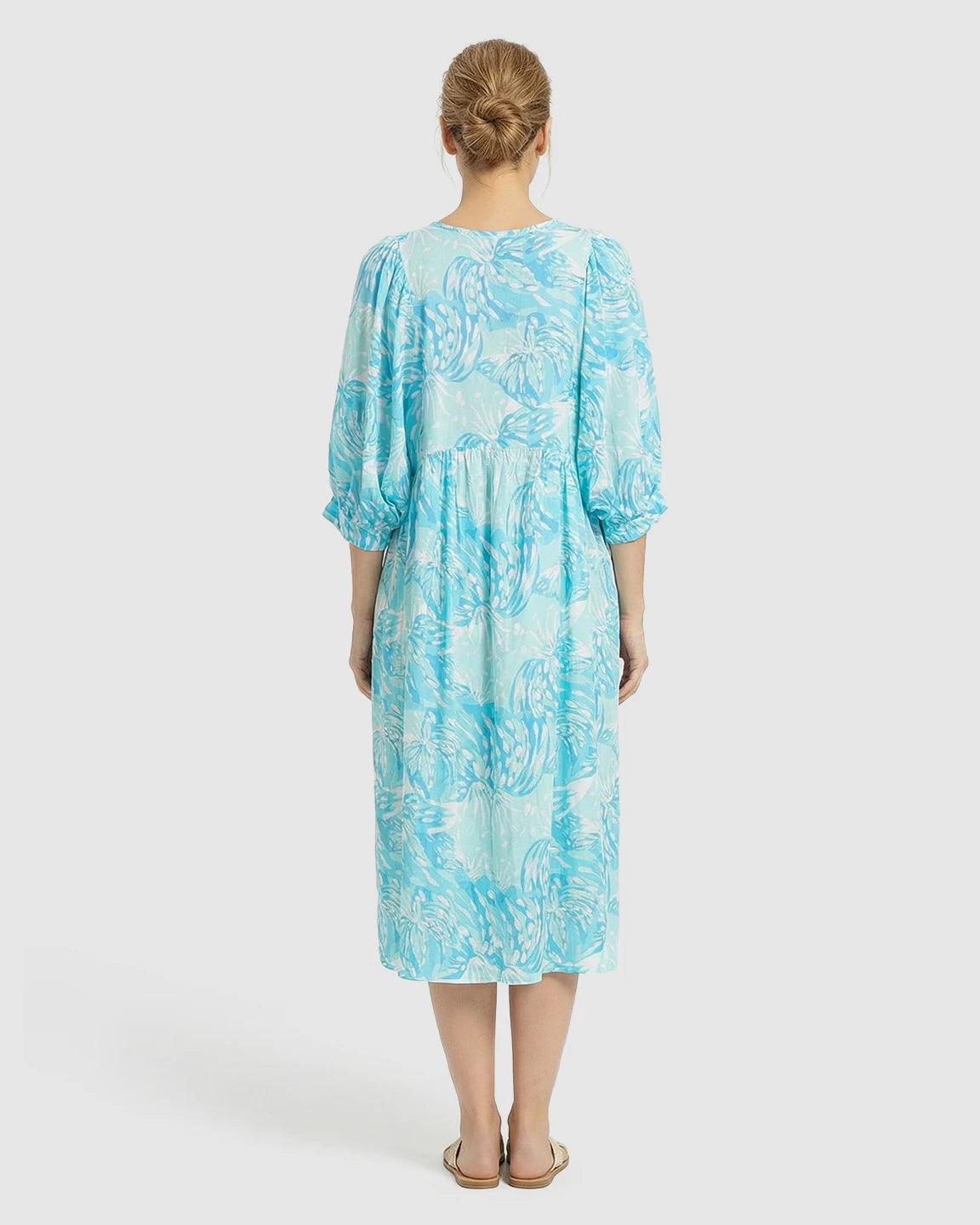 Drawstring Keyhole Neck Floral Maternity Midi Dress