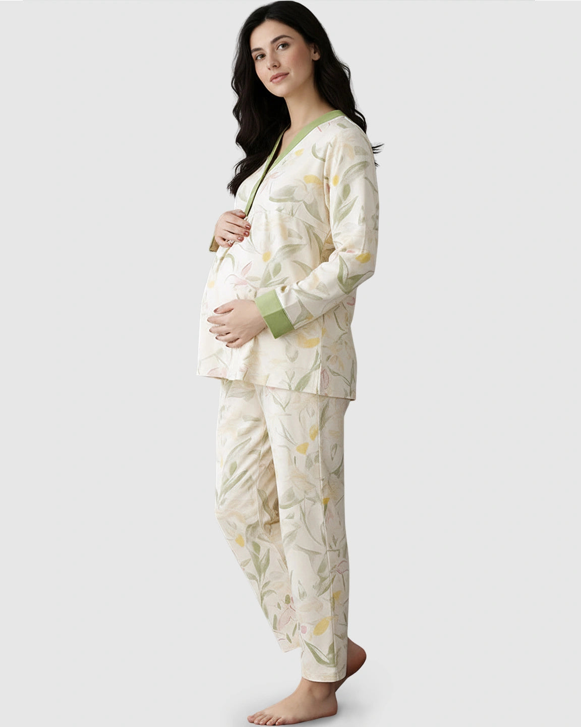 Built-In Chest Pad Floral Maternity Nursing Lounge Set