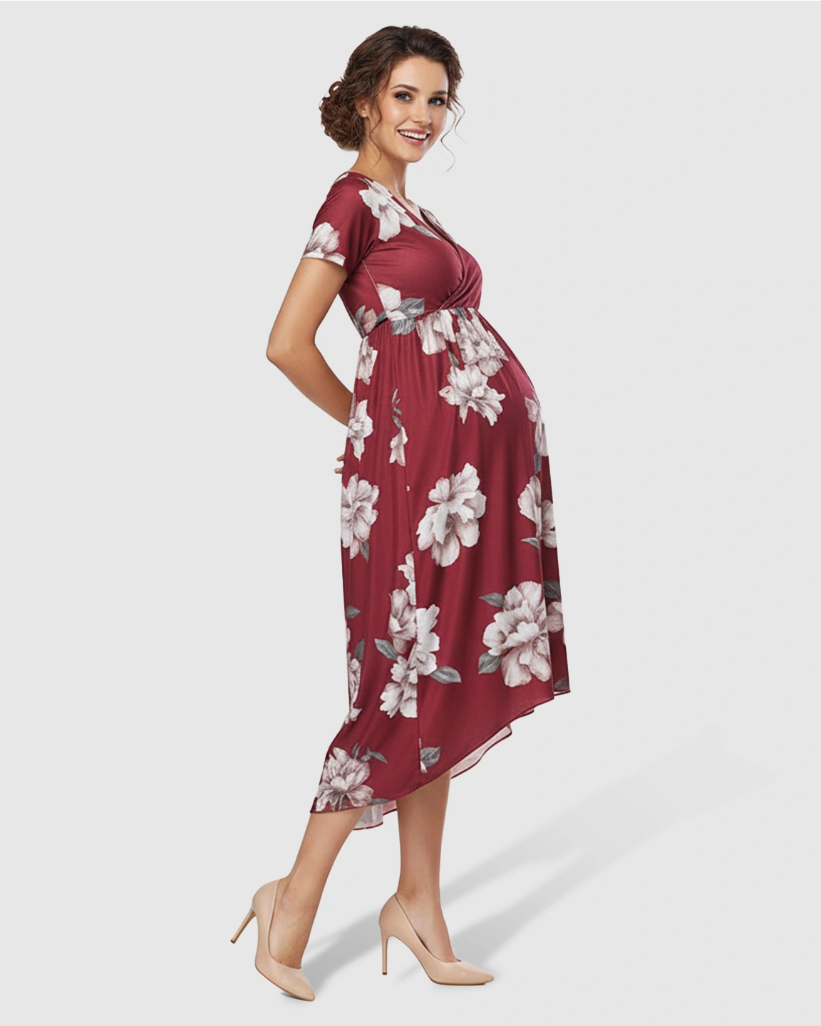 Floral Print Wrap Skirt Maternity Maxi Dress