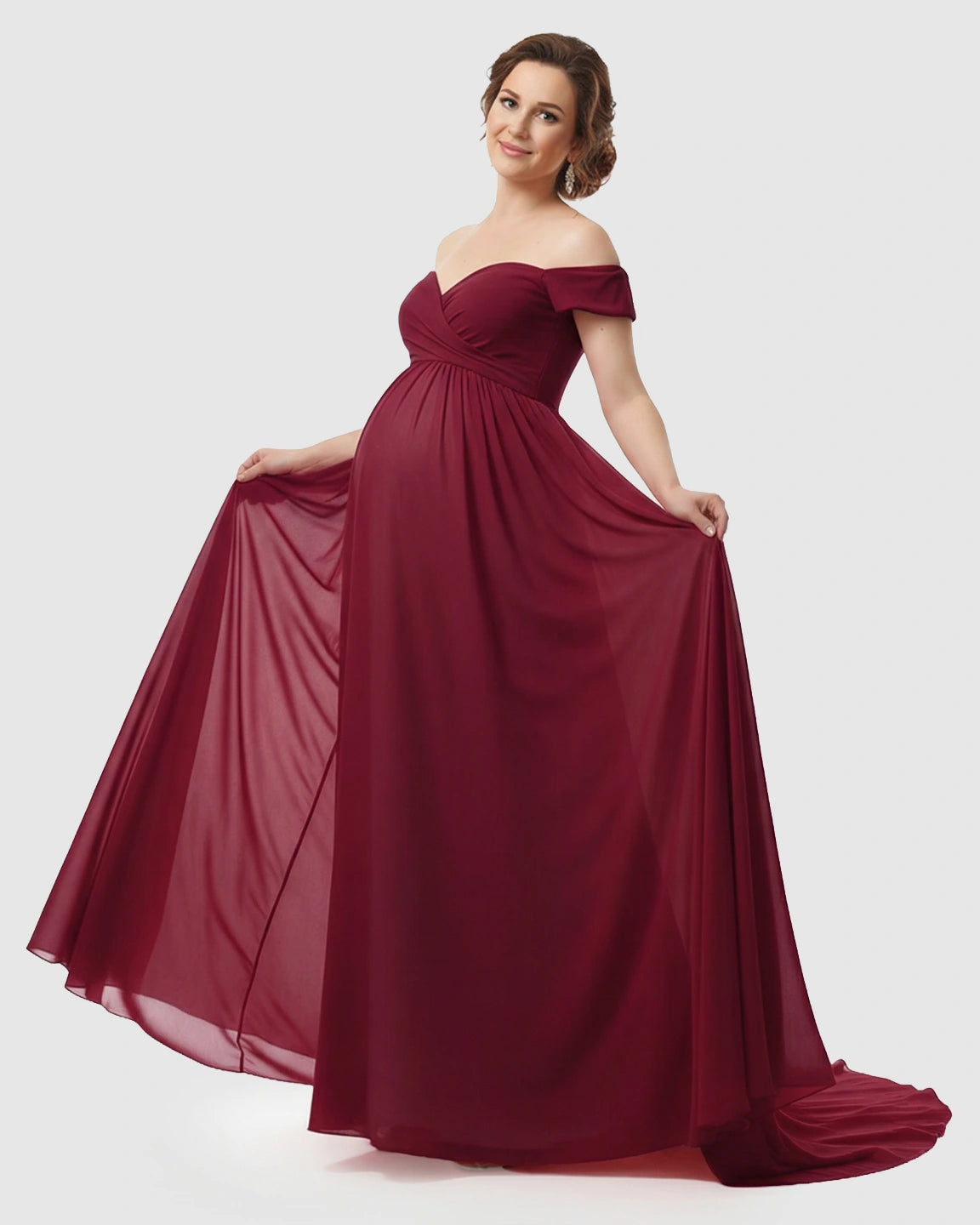 Off-Shoulder Dreamy Maternity Photography Gown