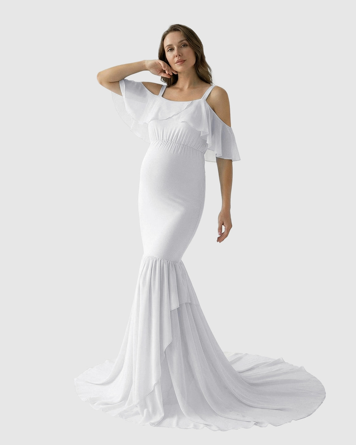 Off-Shoulder Mermaid Trail Maternity Photoshoot Dress