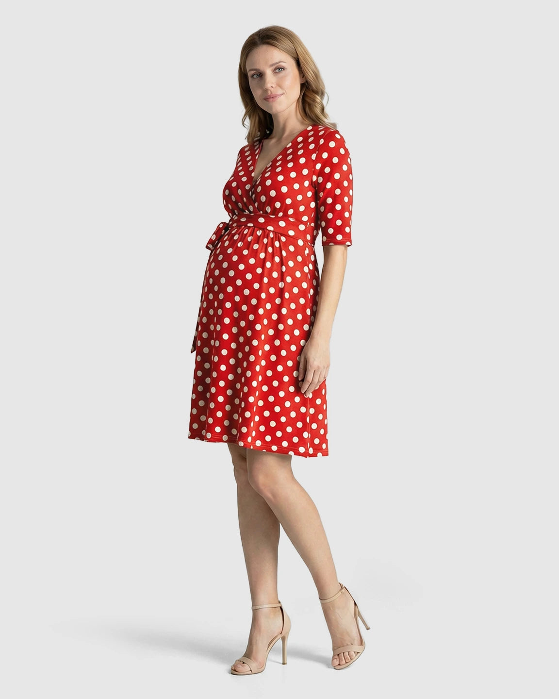 Adjustable Waist Polka Dot Maternity Dress