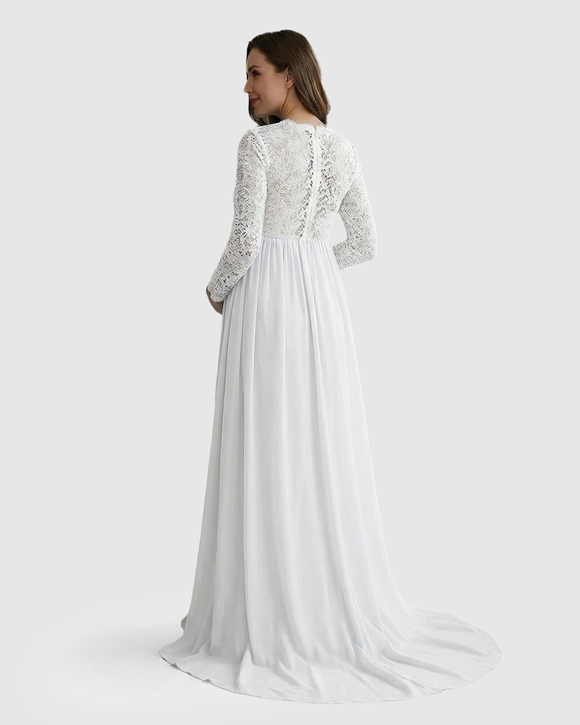 Lace Bodice Trailing Skirt Maternity Photoshoot Gown