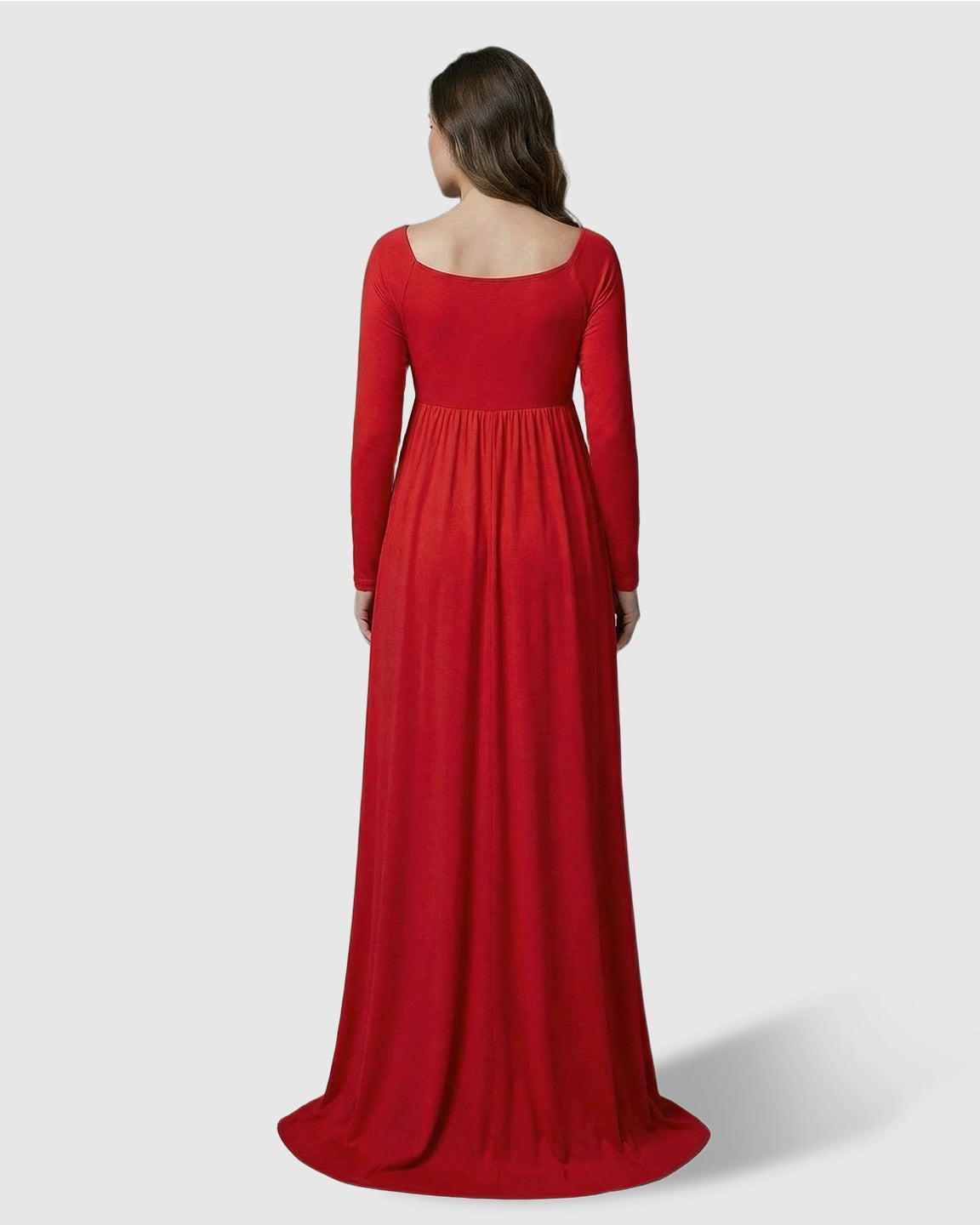 Long-Sleeve Full Train Maternity Maxi Dress
