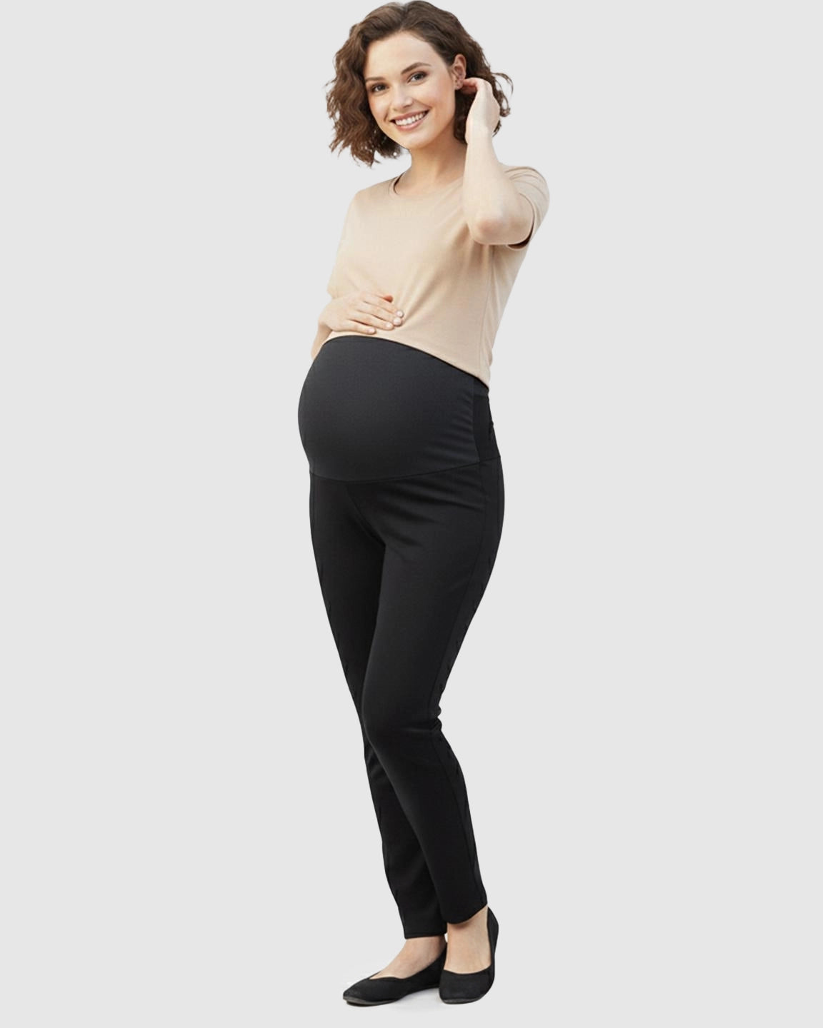 High-Waisted Slim Fit Stretch Maternity Pants