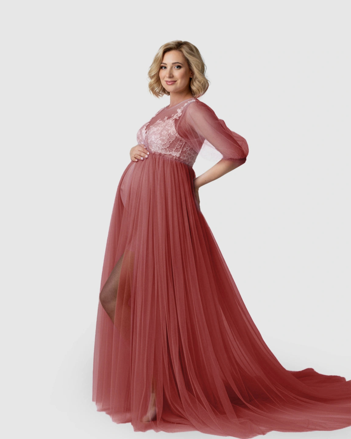 Tulle Lace Swing Trail Maternity Photoshoot Dress