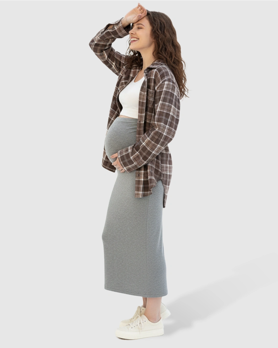 Skin-Friendly Casual Maternity Midi Skirt