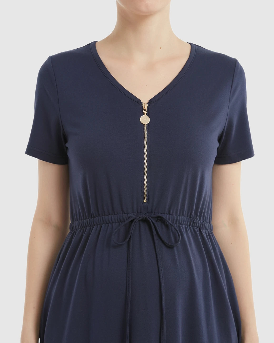 Scoop Neck Short Sleeve Maternity & Nursing Dress