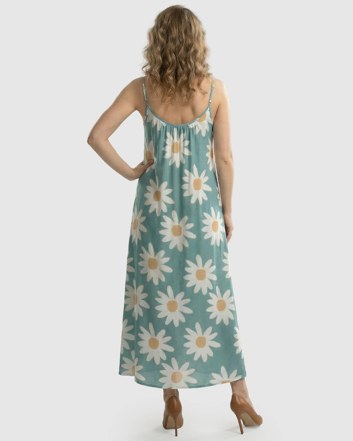 Spaghetti Straps Daisy Print Maternity Maxi Dress
