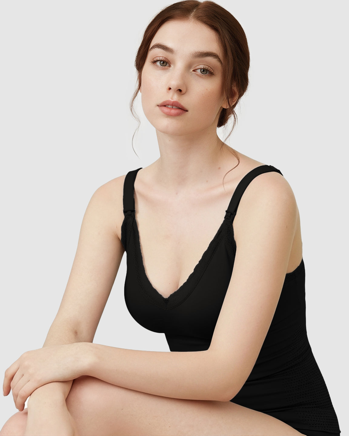 Seamless Lace-Trim V-Neck Nursing Cami