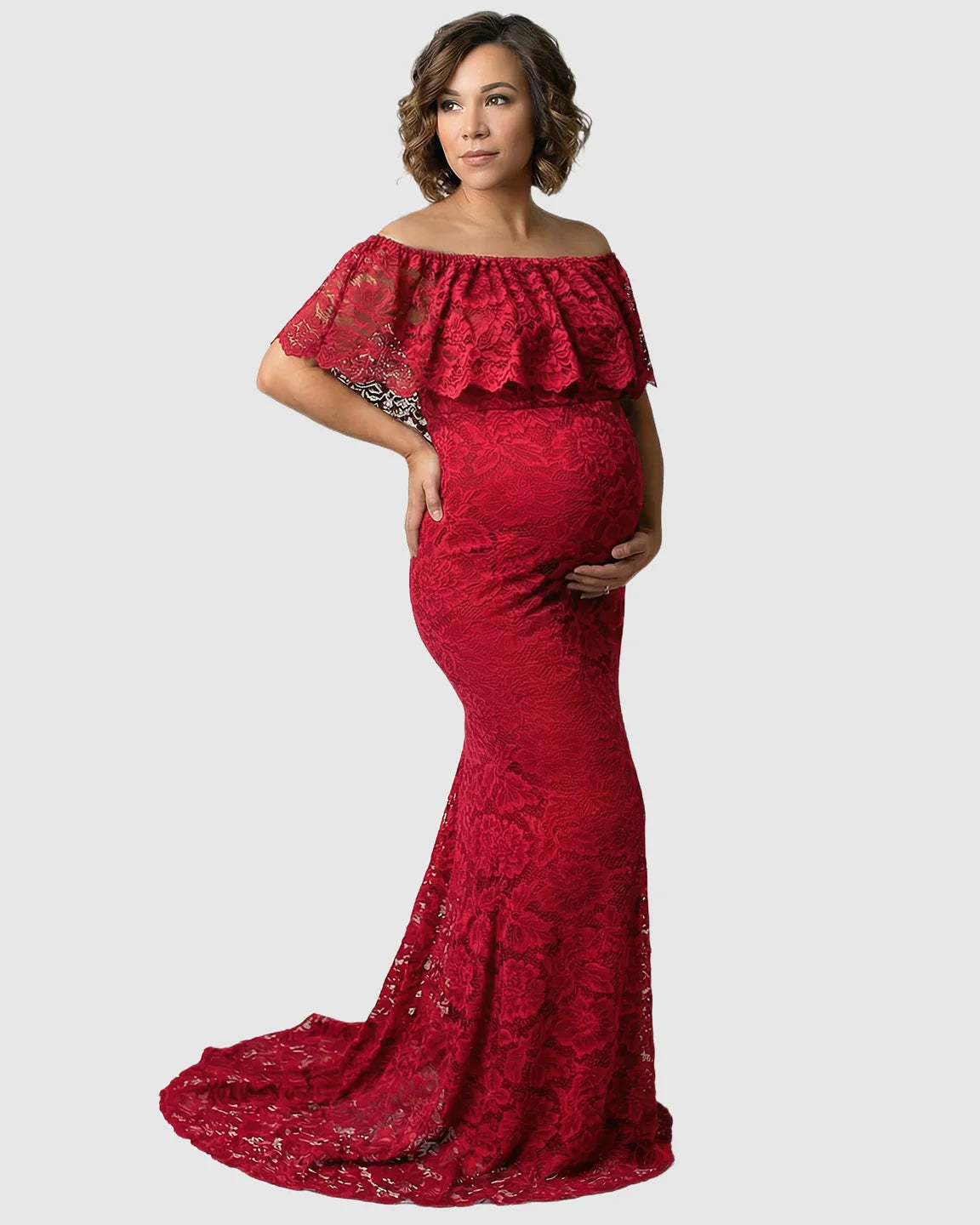 Lace Fitted Mermaid Maternity Gown