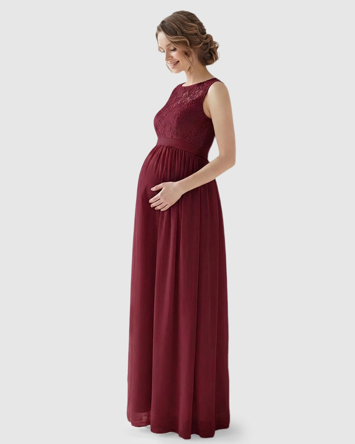 Lace Bodice Elegant Maternity Maxi Dress
