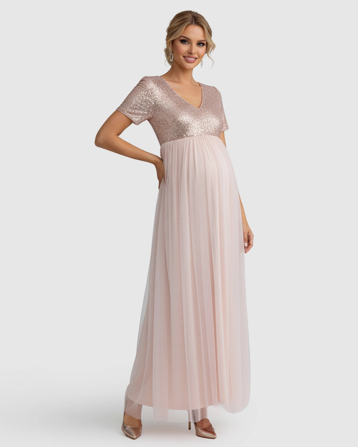 Sequin Bodice Glamorous Maternity Maxi Dress