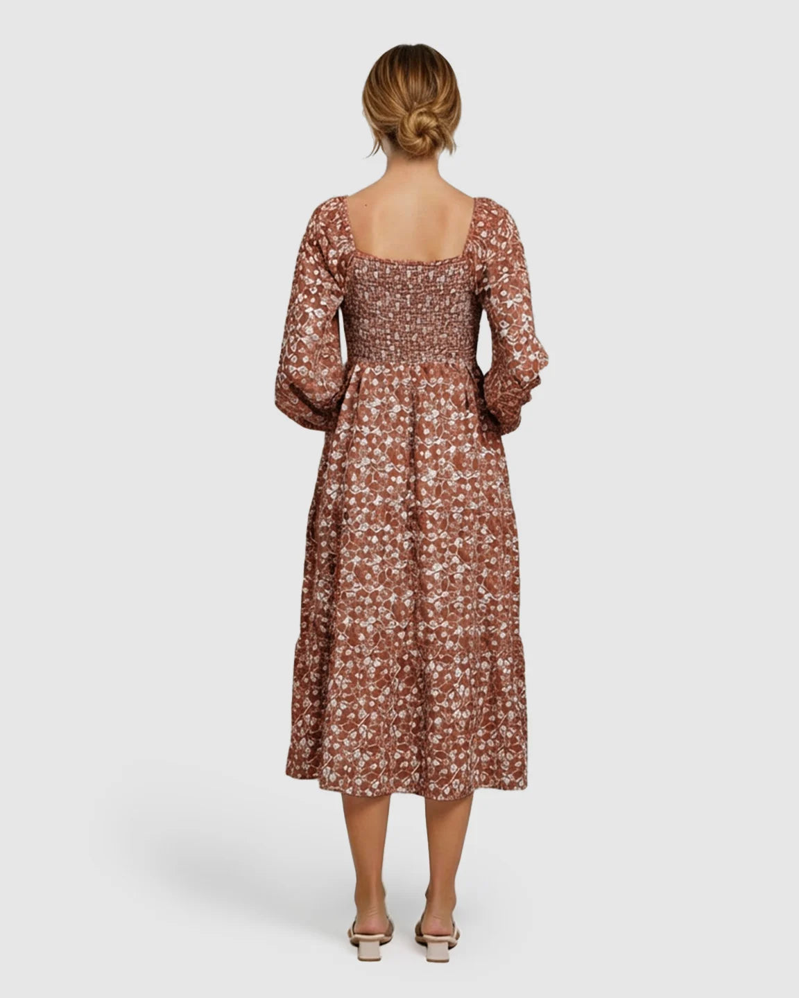 Floral Print Chiffon Flowing Maternity Midi Dress